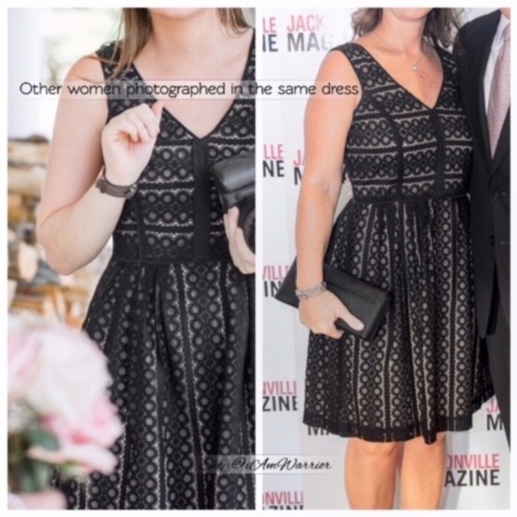 Loft NWT sleeveless geo lace a-line little black dress *shop@iamwarrior - Picture 2 of 7